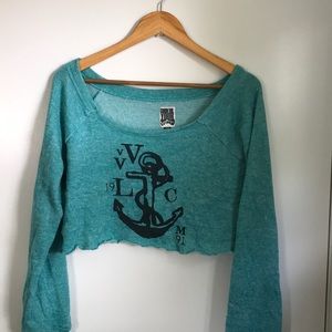 Cropped teal sweater